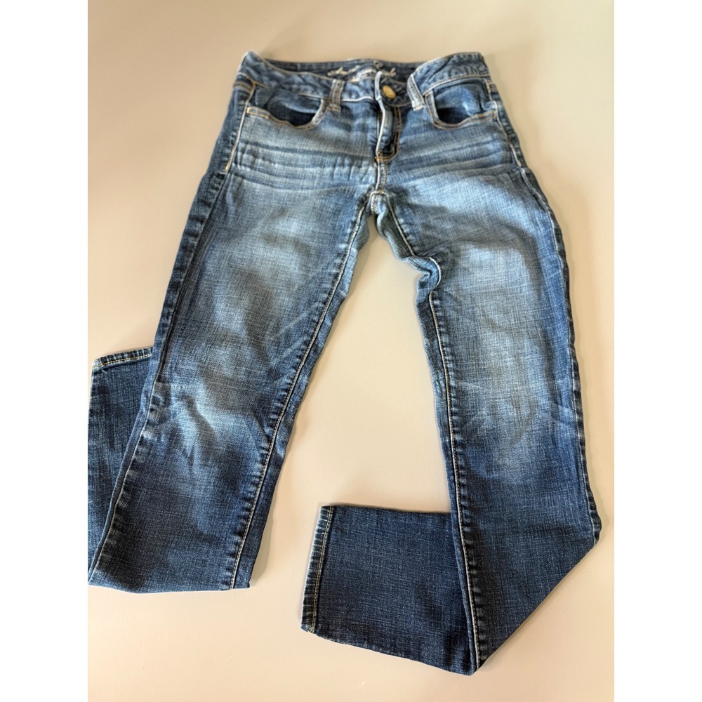 American Eagle Super Stretch Jeggings Womens 4 Regular Medium Wash Blue Denim